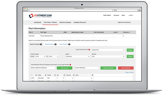 a Parts Connect Automotive Software